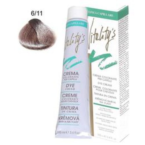 Vitality's - Crema coloranta permanenta - vitality's linea capillare dye cream, nuanta 6/11 slate grey, 100ml