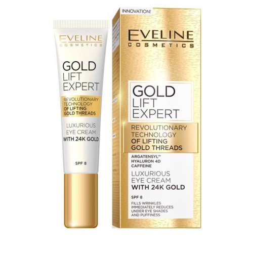 Crema luxurianta pentru conturul ochilor, Eveline Cosmetics, Gold Lift Expert cu aur 24K, 15 ml