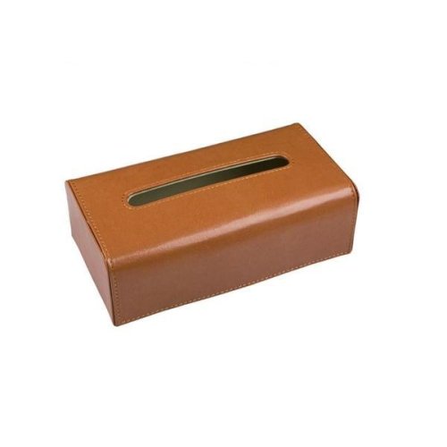 Cutie pentru depozitarea servetelelor din piele, Maro, 25x15x8 cm