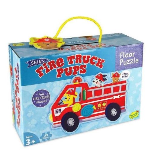 Firetruck pups puzzle - Masina de pompieri puzzle mare de podea