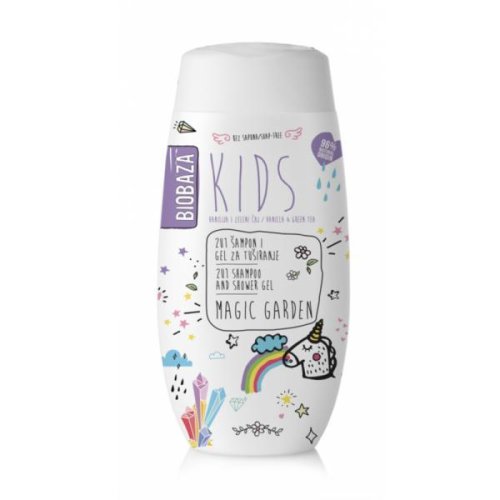 Sampon & gel de dus natural pentru copii Magic Garden Biobaza, 250 ml