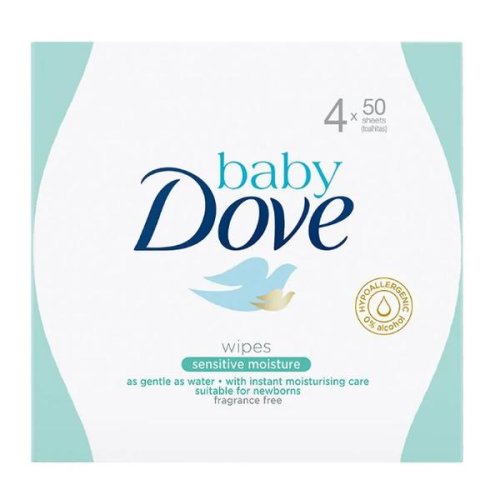 Servetele Umede pentru Pielea Sensibila a Bebelusilor - Baby Dove Wipes Sensitive Moisture, 4x 50 buc