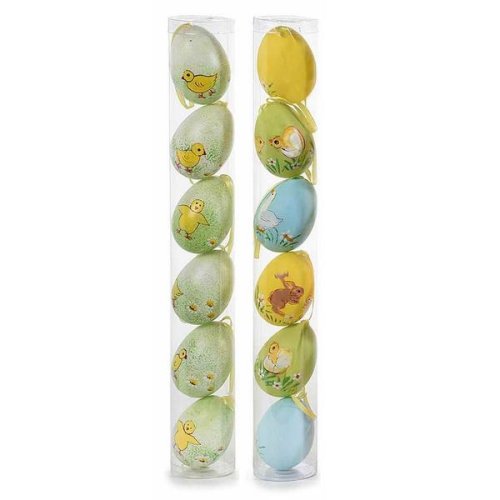 Set 12 oua decorative din plastic multicolor 53A 4x6 cm