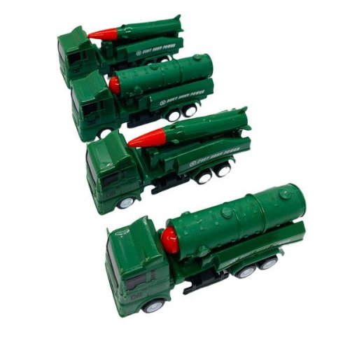 Set 4 Camioane de armata, Shop Like A Pro®, din plastic, Verde