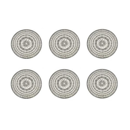 Set 6 farfurii servire din portelan cu design dungi negre, 19 cm