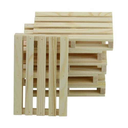 Set suport pahare model palet, din lemn, coaster, 6 buc, 12 x 8 x 2 cm - OnemisFlot