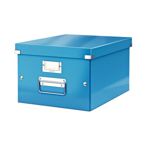 Cutie depozitare Leitz WOW Click & Store carton laminat medie albastru
