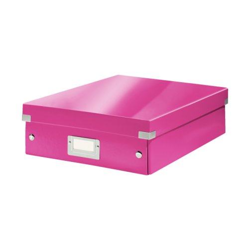 Cutie depozitare Leitz WOW Click & Store Organizer carton laminat medie roz