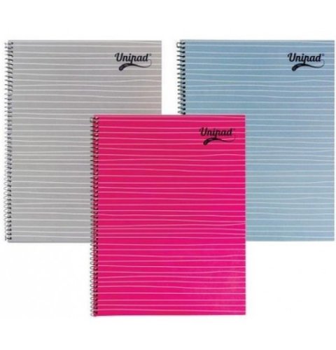 Set 3 caiete cu spirala UniPads A4 dictando 160 pag roz albastru gri