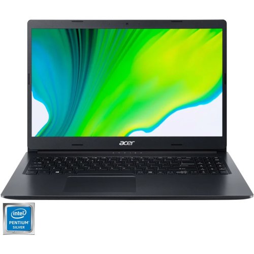 Laptop Acer Aspire 3 cu procesor Intel® Pentium® Silver N5030 pana la 3.10 GHz, 15.6, Full HD, 8GB, 128GB SSD, Intel® UHD Graphics 600, No OS, Black