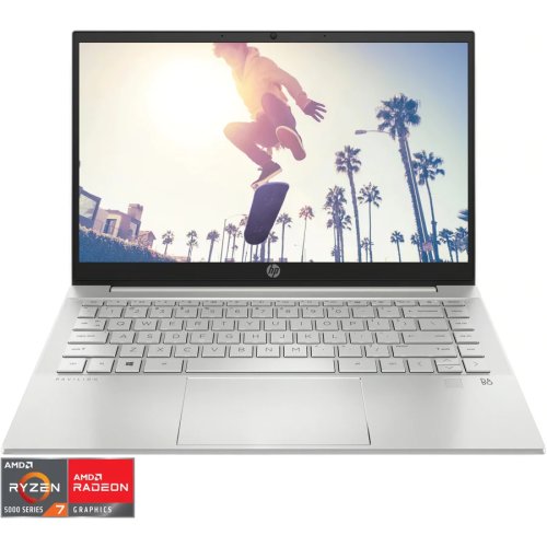Laptop ultraportabil HP Pavilion 14-ec0026nq cu procesor AMD Ryzen™ 7 5700U, 14, Full HD, 16GB, 512GB SSD, Free DOS, Silver