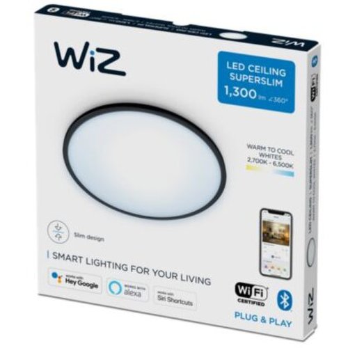 Plafoniera LED inteligenta WiZ SuperSlim, Wi-Fi, Bluetooth, 14W, 1300 lm