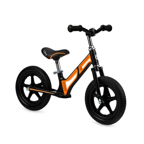Bicicleta de echilibru, MoMi M00V Orange, Fara pedale, Reglabila,Cadru din aliaj de magneziu, Roti din spuma EVA, Absorbtie a socurilor