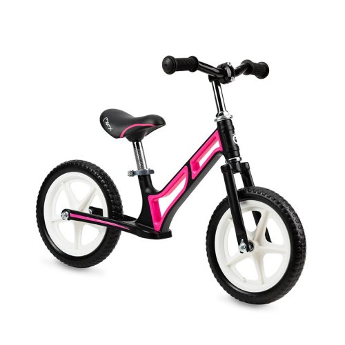 Bicicleta de echilibru, MoMi M00V Pink, Fara pedale, Reglabila,Cadru din aliaj de magneziu, Roti din spuma EVA, Absorbtie a socurilor