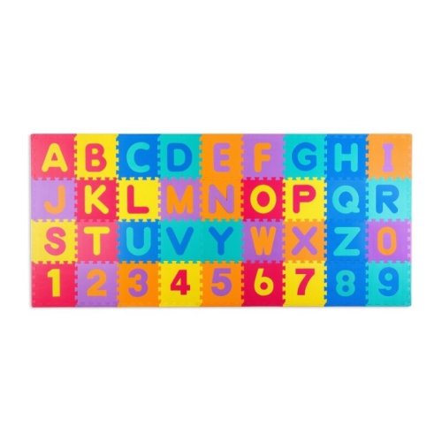 Ricokids - Covoras puzzle , Cu litere si cifre, 270x120 cm, Multicolor