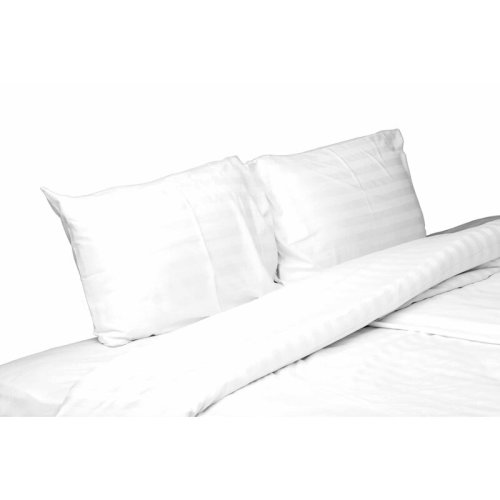 Somnart - Set lenjerie de pat alba pentru 2 persoane, Bumbac Damasc 100%, 4 piese, Cearceaf pat 200x260, Cearceaf pilota 180x200, Fete de perne 50x70 x 2