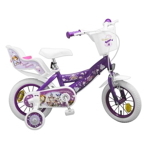 Toimsa - Bicicleta cu pedale , Disney Sofia I, 12 , Cu roti ajutatoare, Violet
