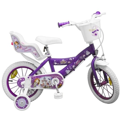 Toimsa - Bicicleta cu pedale , Disney Sofia I, 14 , Cu roti ajutatoare, Violet