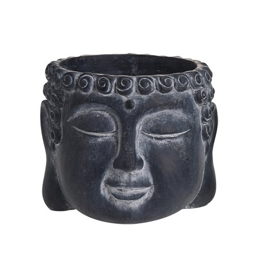 Ghiveci Buddha din ciment negru 11.5x12.5x10 cm