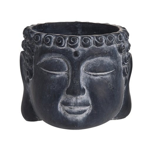 Ghiveci Buddha din ciment negru 16x12.5 cm