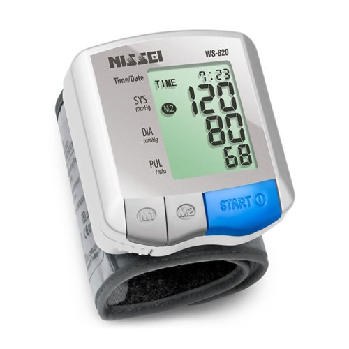 Tensiometru electronic de incheietura Nissei WS-820, afisaj LCD, memorare 2 x 60 de valori, alb