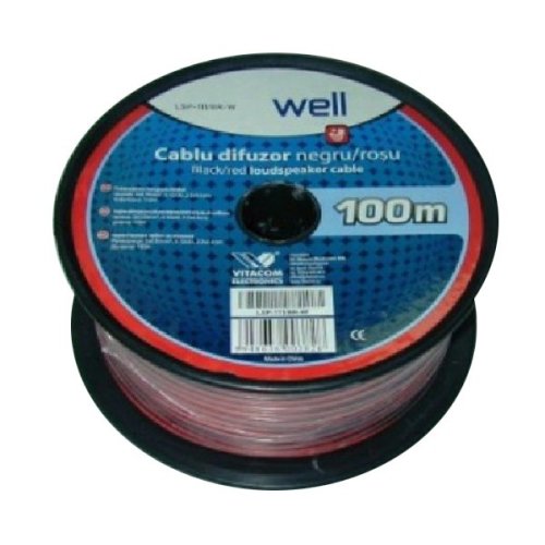 Cablu difuzor rosu negru 2X0.50mmp, 100m, Well