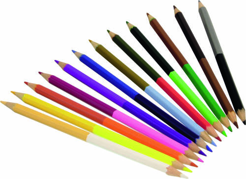 12 creioane cu vârf dublu în tub din metal