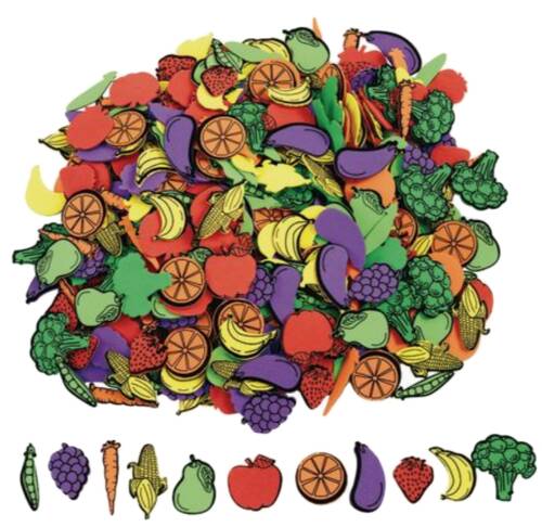 Set de 500 de forme autoadezive din spumă - Fructe și legume
