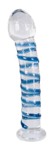 Dildo din Sticla Melanie Transparent/Albastru 17,5 cm Mokko Toys
