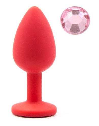 Dop anal silicone buttplug medium rosu/roz Guilty Toys