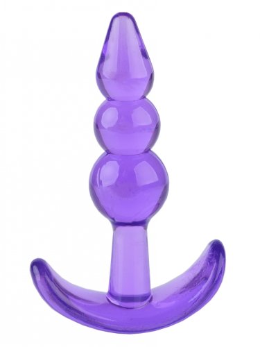 Argus Toys - Dop anal t-plug beaded, mov, 9.5 cm
