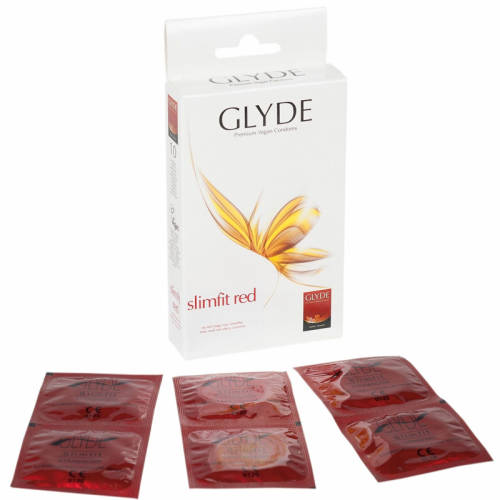 Set 10 Prezervative Glyde Slimfit Red