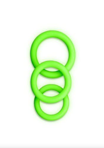 Ouch! - Set 3 inele silicon glow in the dark, verde neon