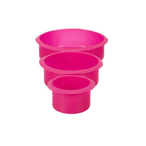 Set 3 forme silicon, pentru tort aniversar supraetajat, 18-13-7.5 cm, roz