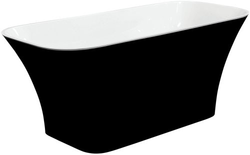 Cada free-standing Besco Assos Black & White 160x70cm negru-alb ventil click-clack cu top cleaning crom