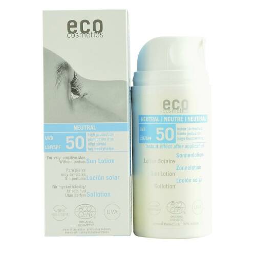 Lotiune de plaja fara parfum cu protectie solara FPS50 Eco Cosmetics, bio, 100 ml