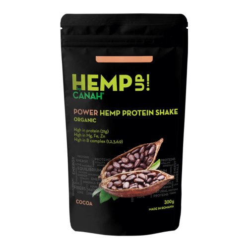 Power shake proteic de canepa si cacao Canah, bio, 300 g, ecologic