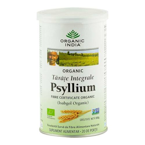 Tarate integrale de psyllium organic india supliment nutritiv, bio, 100 g