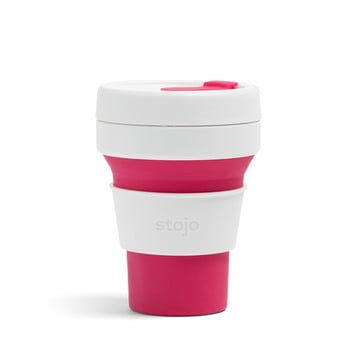 Cană pliabilă Stojo Pocket Cup, 355 ml, roz - alb