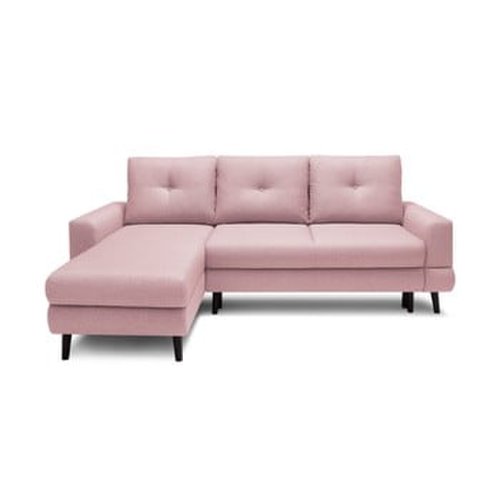 Canapea extensibilă cu șezlong pe partea stângă Bobochic Paris Calanque, roz deschis