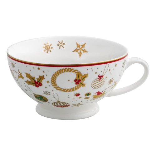 Ceașcă de ceai din porțelan cu motive de Crăciun Brandani Alleluia New Bone, ⌀ 14 cm