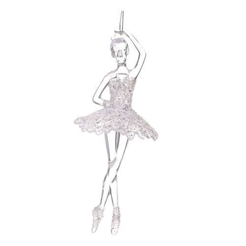 Decorațiune de agățat pentru bradul de crăciun Dakls ballerina, înălțime 17 cm, argintiu