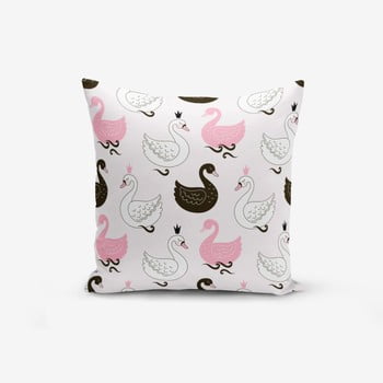 Față de pernă cu amestec din bumbac Minimalist Cushion Covers Pink Background Kind Animals, 45 x 45 cm