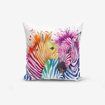 Față de pernă din amestec de bumbac Minimalist Cushion Covers Colorful Zebras Oleas, 45 x 45 cm