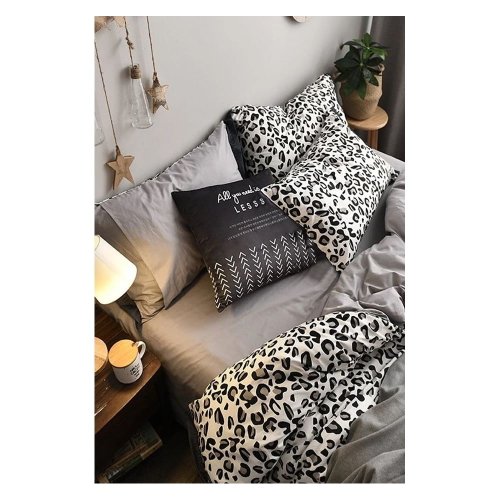 Lenjerie de pat alb/gri din bumbac pentru pat de o persoană/extins și cearceaf 160x220 cm – Mila Home