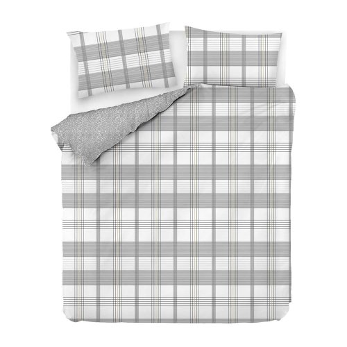 Lenjerie de pat alb-gri din bumbac pentru pat dublu-extinsă 200x220 cm MyHome – Mijolnir
