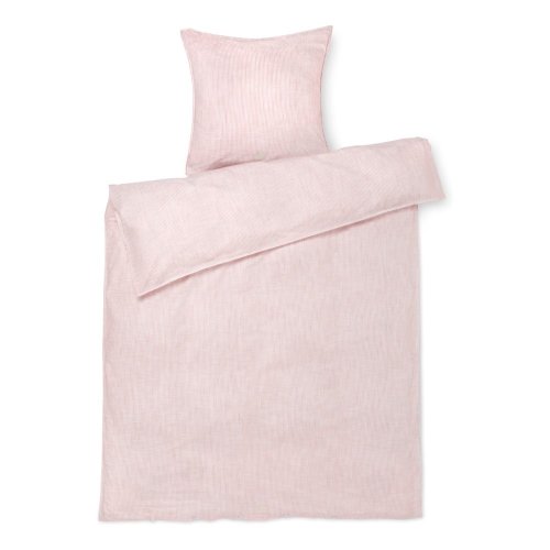 Lenjerie de pat albă/roz din bumbac organic pentru pat de o persoană/extinsă 140x220 cm Monochrome Lines – JUNA