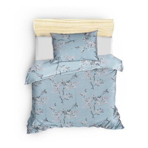 Lenjerie de pat albastră din bumbac pentru pat dublu 200x200 cm chicory – Mijolnir