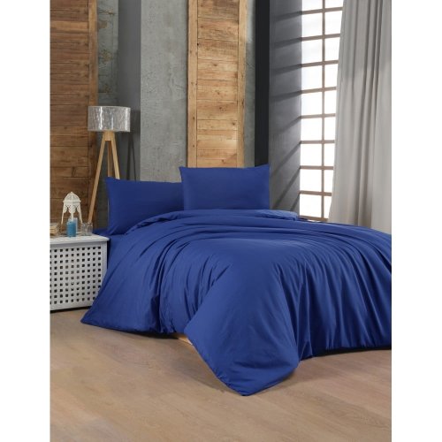 Lenjerie de pat albastru-închis din bumbac pentru pat de o persoană 140x200 cm – Mijolnir