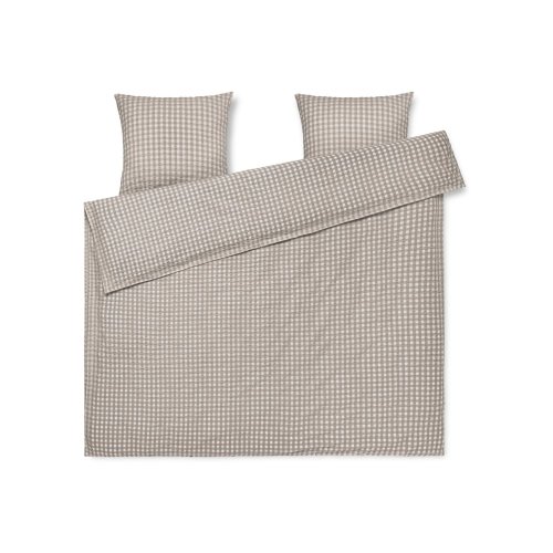 Lenjerie de pat gri/bej din țesătură crep pentru pat dublu/extinsă 200x220 cm Bæk&Bølge – JUNA